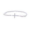 Ashley Gold Stainless Steel CZ Cross Stretch Beaded Bracelet