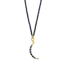 Ashley Gold Stainless Steel Gold Plated Lapis Beaded Sterling Silver Moon Pendant Drop Necklace