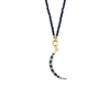 Ashley Gold Stainless Steel Gold Plated Lapis Beaded Sterling Silver Moon Pendant Drop Necklace