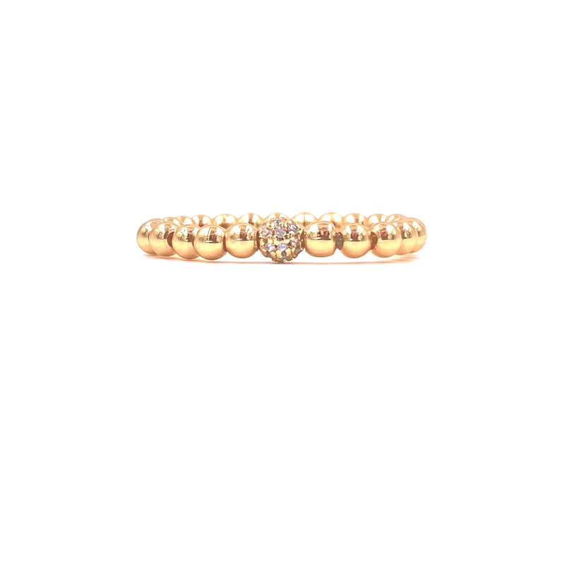 Ashley Gold Stainless Steel Single Center CZ Ball Beaded Stretch Rings