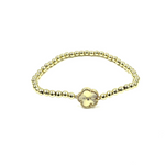 Ashley Gold Stainless Steel Stretch Beaded Clover Bracelet