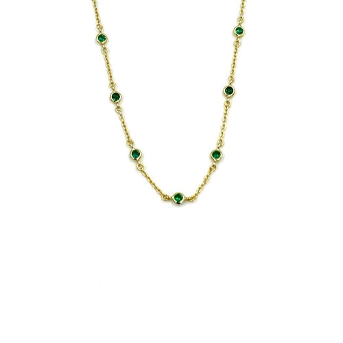 Ashley Gold Sterling Silver Gold Plated Assorted Bezel Set Green CZ Necklace