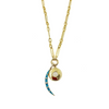 Ashley Gold Stainless Steel Gold Plated Chain Link With Moon CZ And Circle Design Pendant Necklace