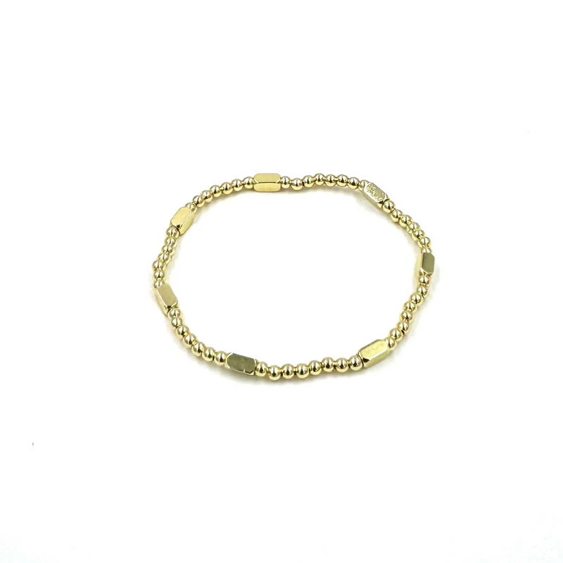 Ashley Gold Stainless Steel Gold Stretch Beaded 7 Bar Bracelet