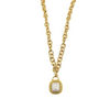 Ashley Gold Stainless Steel Gold Plated Link Square Center CZ Pendant Necklace