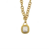 Ashley Gold Stainless Steel Gold Plated Link Square Center CZ Pendant Necklace