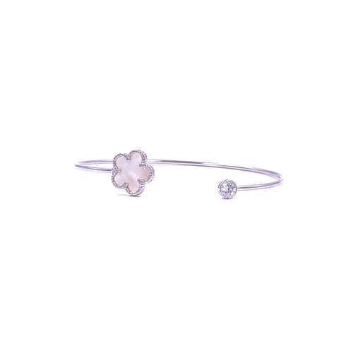 Ashley Gold Stainless Steel Open Clover And CZ Bangle