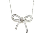 Ashley Gold Sterling Silver CZ Encrusted Bow Design Necklace