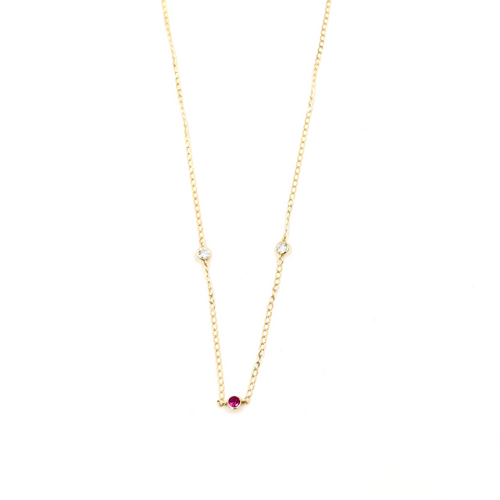 Ashley Gold Sterling Silver Gold Plated Bezel Set Colored Triple CZ Necklace