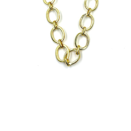 Ashley Gold Stainless Steel Gold Plated Open Link Oval Necklace