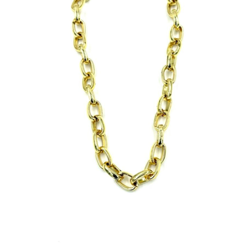 Ashley Gold Stainless Steel Gold Plated Oval Connecting Link Necklace