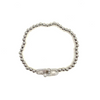 Ashley Gold Stainless Steel Gold Plated Mixed Metal CZ Bike Link Center Design Ball Beaded Stretch Bracelet
