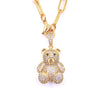 Ashley Gold Stainless Steel Gold plated CZ Teddy Bear Charm Necklace