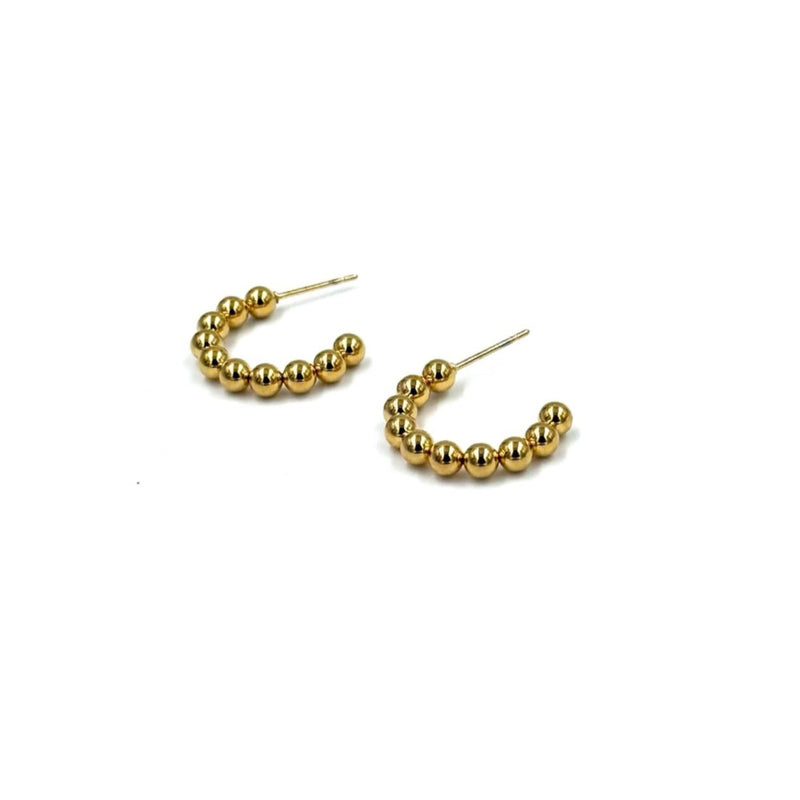 Ashley Gold Stainless Steel Gold Plated 10 Ball Hoop Earrings