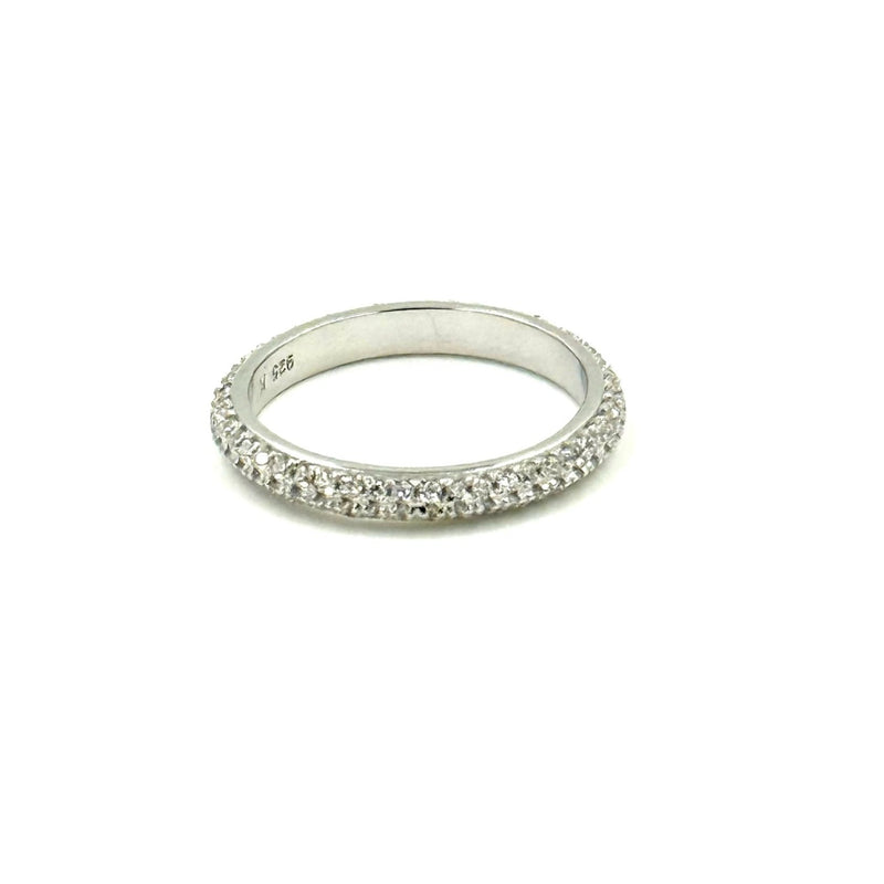 Ashley Gold Sterling Silver CZ Encrusted Bead Set Eternity Band Ring