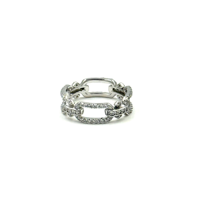 Ashley Gold Sterling Silver Open Link CZ Band Ring