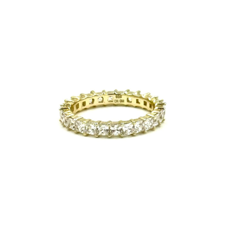 Ashley Gold Sterling Silver Gold Plated Princess Cut CZ Band Eternity Ring