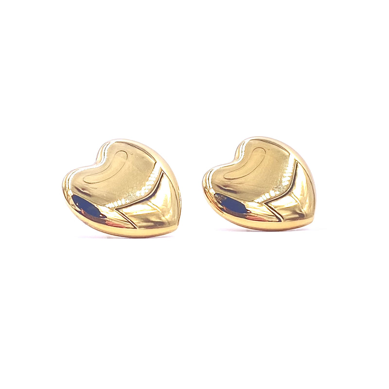 Ashley Gold Stainless Steel Gold Plated Large Heart Stud Earrings