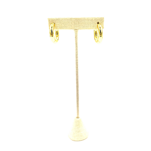 Ashley Gold Stainless Steel Gold Plated 1" Hoop Open Back Earrings