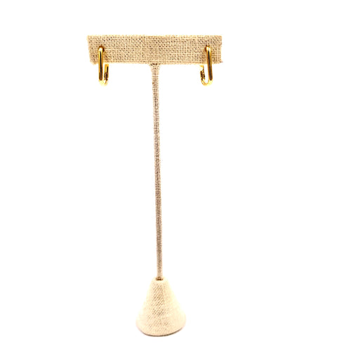 Ashley Gold Stainless Steel Gold Plated Rectangle Hoop Design Earrings