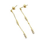 Ashley Gold Sterling Silver Drop Chain Link With CZ's Earrings