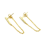 Ashley Gold Sterling Sliver Gold Plated Drop Loop Chain With CZ Bar Earrings