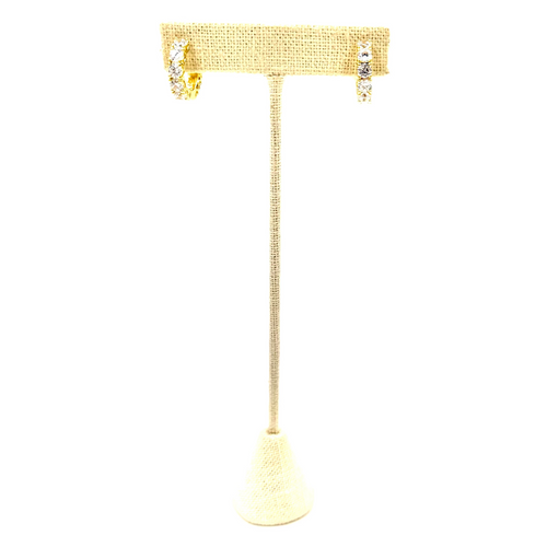 Ashley Gold Stainless Steel Gold Plated .5" Diameter Inside/Outside CZ Hoop Earrings