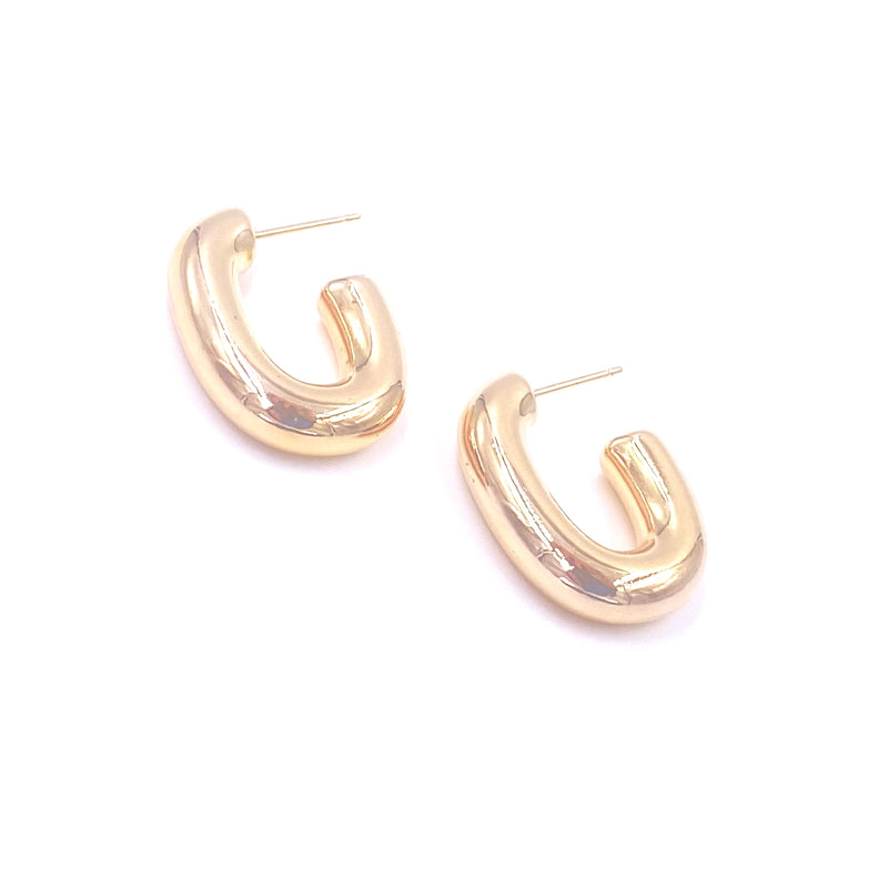 Ashley Gold Stainless Steel Gold Plated Puffy Rectangular Hoop Earrings