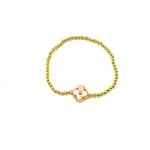 Ashley Gold Stainless Steel Stretch Beaded Clover Bracelet