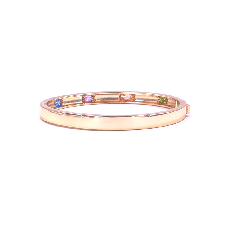 Ashley Gold Stainless Steel Assorted Bezel Set Colored CZ Bangle Bracelet
