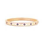 Ashley Gold Stainless Steel Gold Plated CZ Clover Design Bangle Bracelet