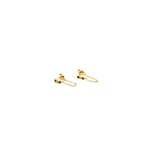 Ashley Gold Sterling Silver Gold Plated Double Colored CZ Chain Earrings