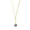 Ashley Gold Stainless Steel Gold Plated Drop Charm Sterling Silver Gold Plated Blue CZ Lariat Necklace