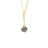 Ashley Gold Stainless Steel Gold Plated Drop Charm Sterling Silver Gold Plated Blue CZ Lariat Necklace