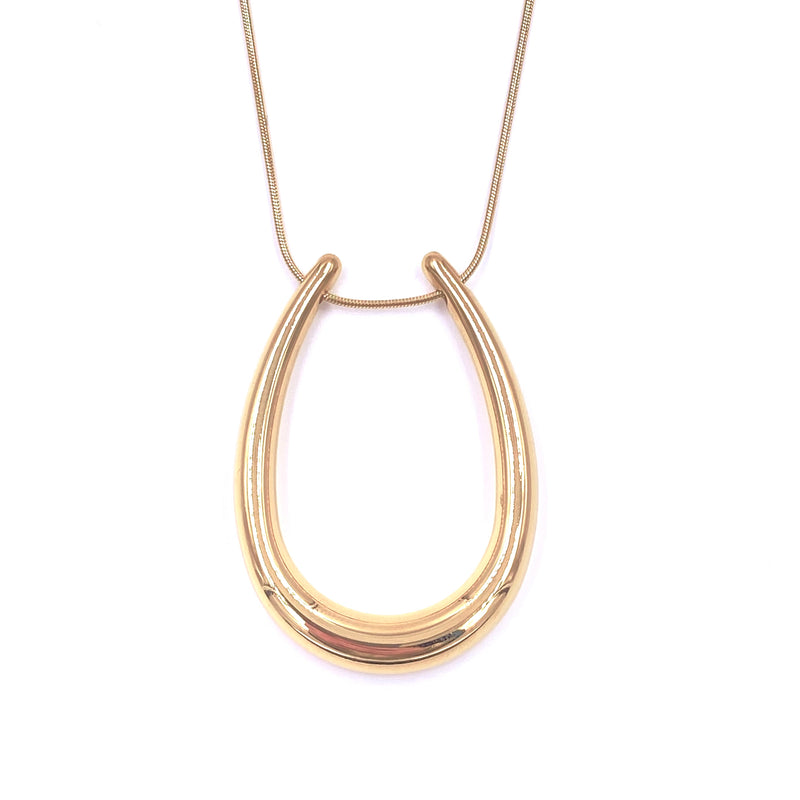 Ashley Gold Stainless Steel U Design Pendent Necklace