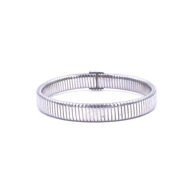 Ashley Gold Stainless Steel Center CZ's  Slinky Design Bangle Bracelet