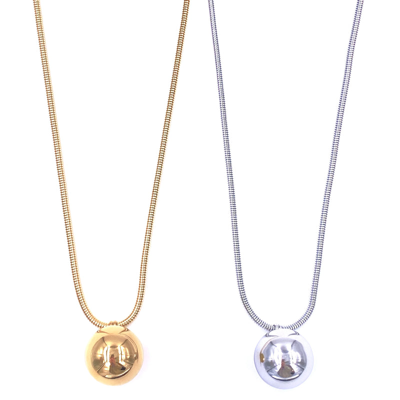 Ashley Gold Stainless Steel Large Ball Design Pendant Necklace