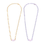 Ashley Gold Stainless Steel Single Pearl Design Link Chain Necklace