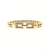 Ashley Gold Stainless Steel Gold Plated 2 CZ Encrusted Square Link Chain Stretch Beaded Bracelet