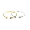 Ashley Gold Stainless Steel Open Oval/Square CZ Design Bracelet