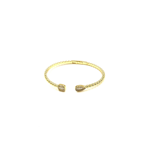 Ashley Gold Stainless Steel Open Oval/Square CZ Design Bracelet