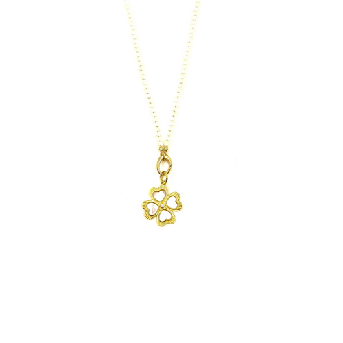 Ashley Gold Sterling Silver Gold Plated Fresh Water Pearl Chain Enamel CZ Clover Pendant Necklace