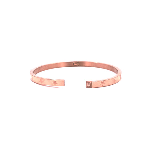 Ashley Gold Stainless Steel Rose Gold Plated Star Design Bangle Bracelet