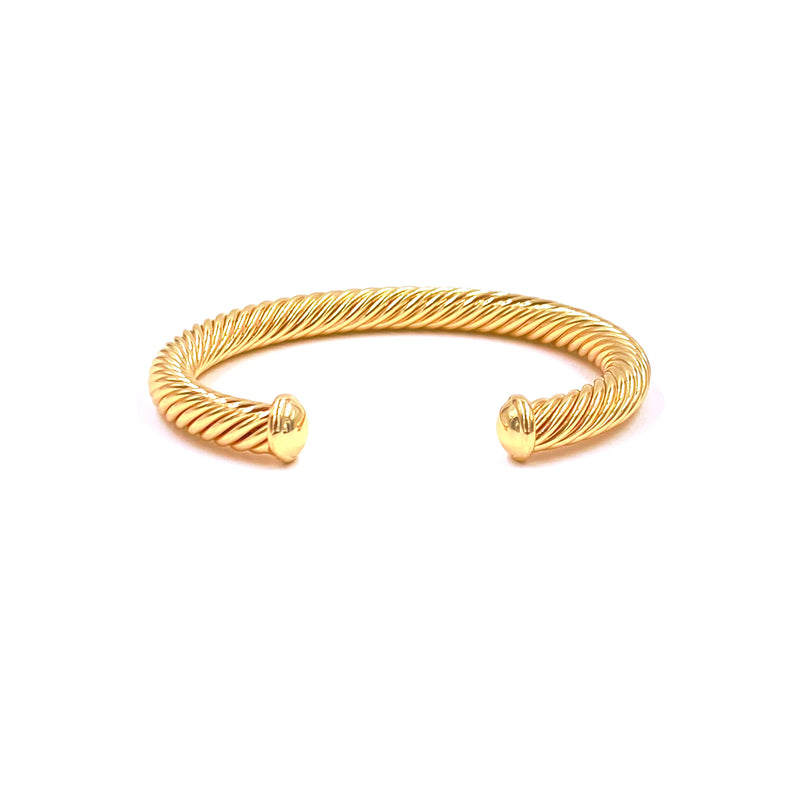 Ashley Gold Stainless Steel Cable Design Bangle Bracelet