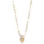 Ashley Gold Stainless Steel Gold Plated CZ Lobster Clasp With Heart Pendent Necklace
