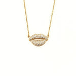 Ashley Gold Sterling Silver Simple CZ Lip Necklace