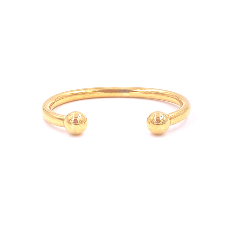 Ashley Gold Stainless Steel Gold Plated Large Double Ball Bangle Bracelet
