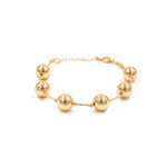 Ashley Gold Stainless Steel Gold Plated 6 Ball Beaded Clasp Bracelet