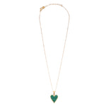 Ashley Gold Stainless Steel Gold Plated Floating Green Heart Enamel Necklace