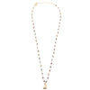Ashley Gold Stainless Steel Gold Plated Semi Precious Blue Beads With CZ Heart Pendent Necklace